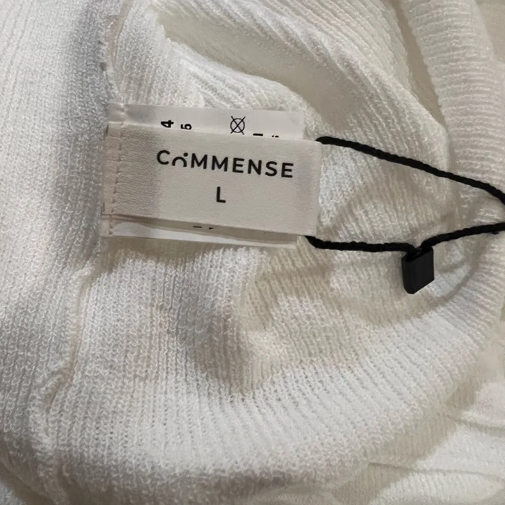 Commense White Sleeveless Knit Eyelet Pleated Maxi Dress Size Large NWT - Image 7