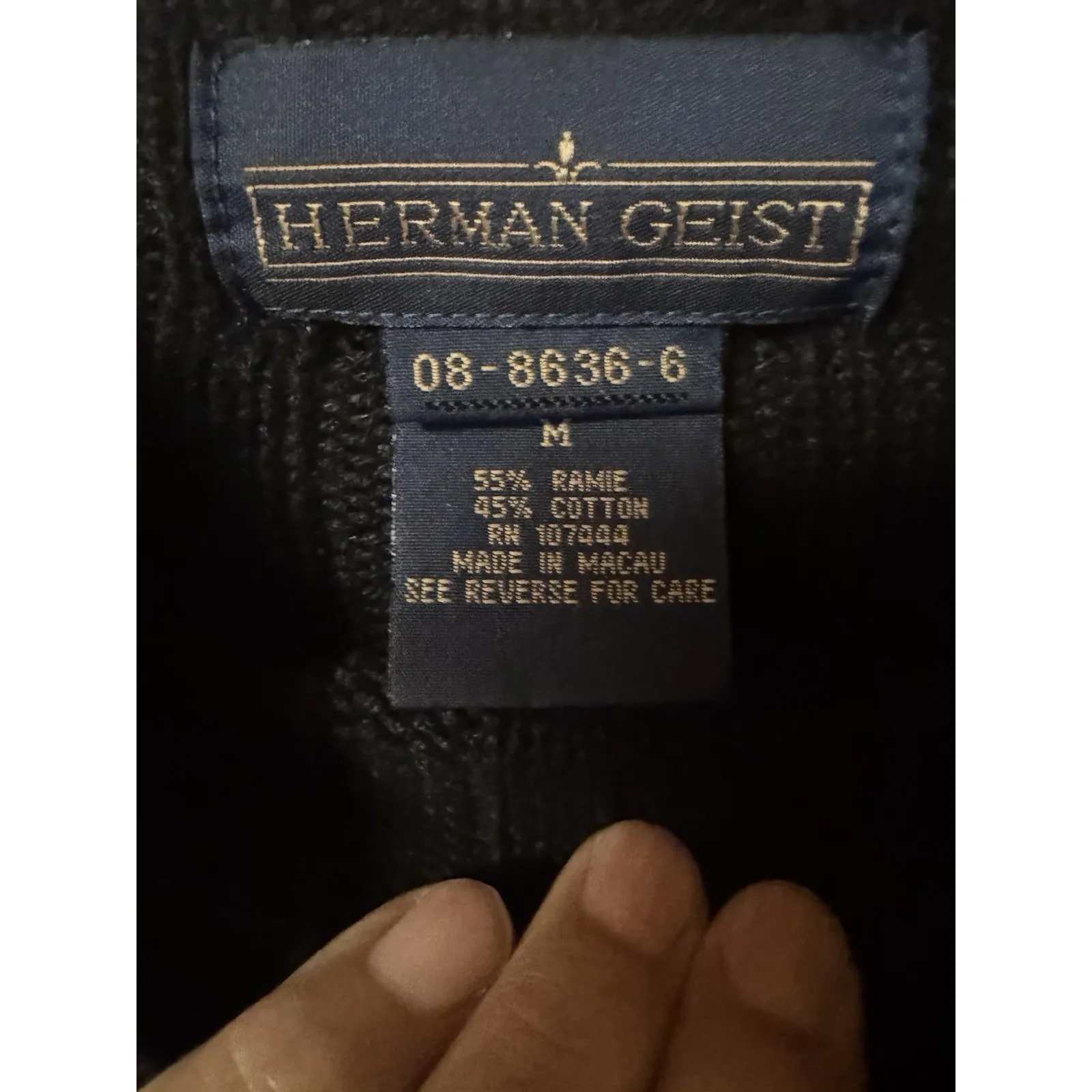 Vintage 1980s Herman Geist Women's Black Ribbed Mock Neck Sweater Size M - Image 8