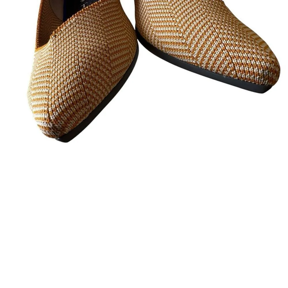 Rothy’s The Point Toe Yellow White Chevron Slip On Shoes Ballet Flats Knit  Sz 7 - Image 5