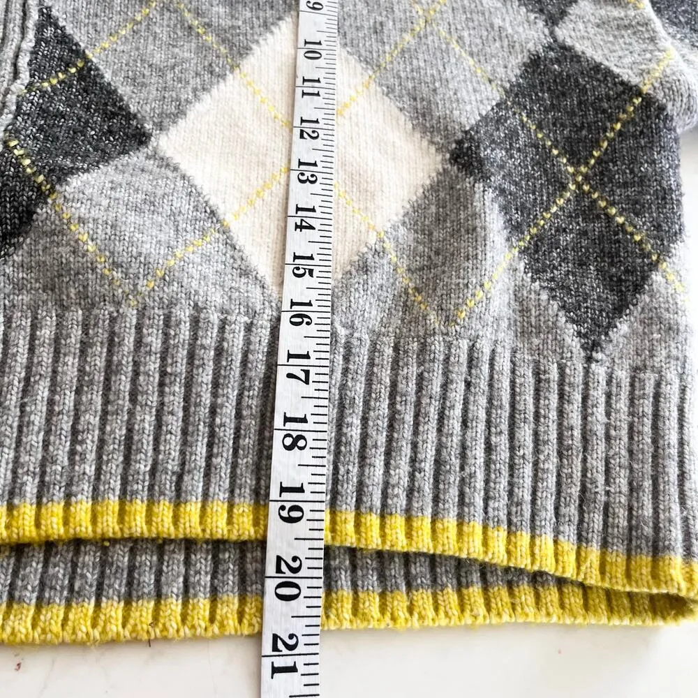 Pringle of Scotland x H&M Gray Ribbed Knit Argyle Crewneck Sweater Size Small - Image 10