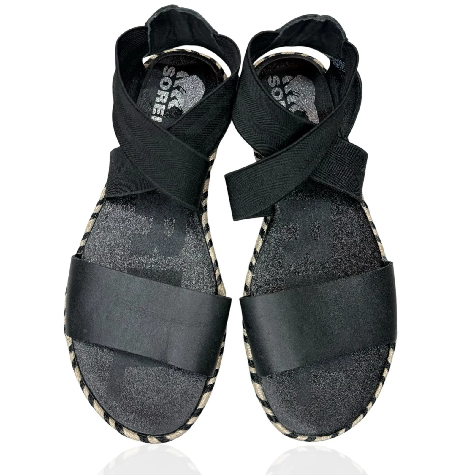 Sorel Ella II Leather Strappy‎ Stretch Sandal 8.5 Minimalist Espadrille Flats - Image 12