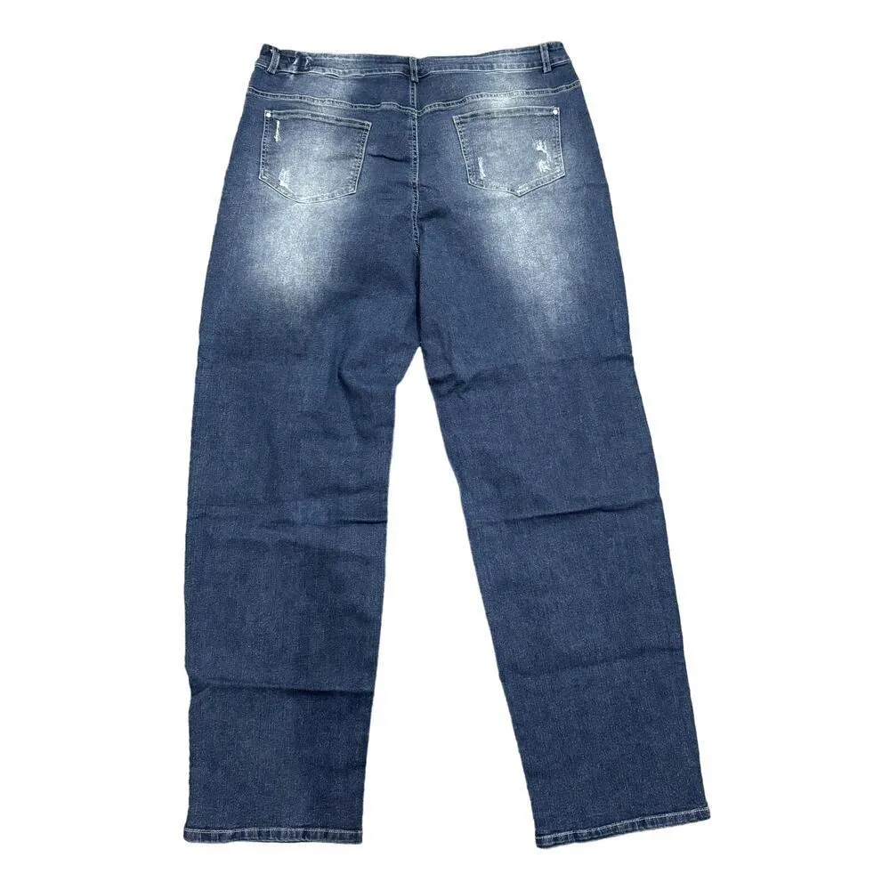 Good Wear Club Straight Leg Ripped Jeans in Blue, Size 3XL(22 - Image 4