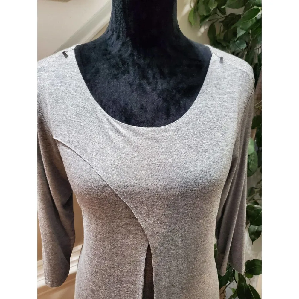 Krazy Kat Women's Gray Rayon Round Neck Long Sleeve Knee Length Dress Size Small - Image 5