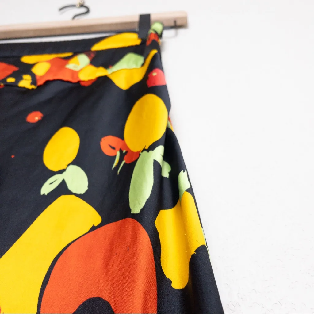 Free People Normani Bias Printed Satin Midi Skirt 0 Fruity Pop Black High Waist - Image 8