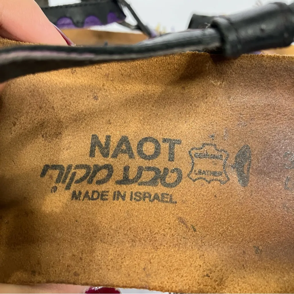 Naot Odelia sandals strappy leather multicolored made in Israel womens size 37 Black - Image 7