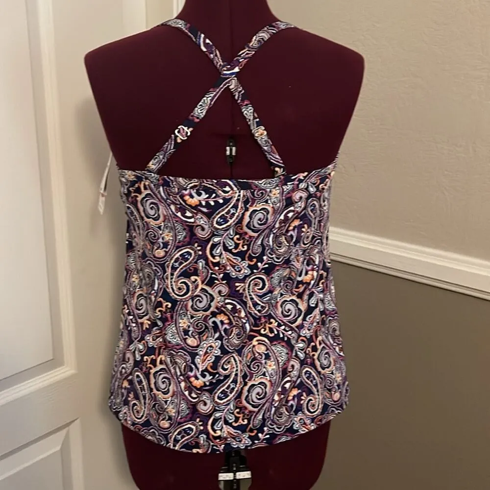 Lands' End Lands’ End Paisley Tankini Sz 12 with Underwire - Image 3