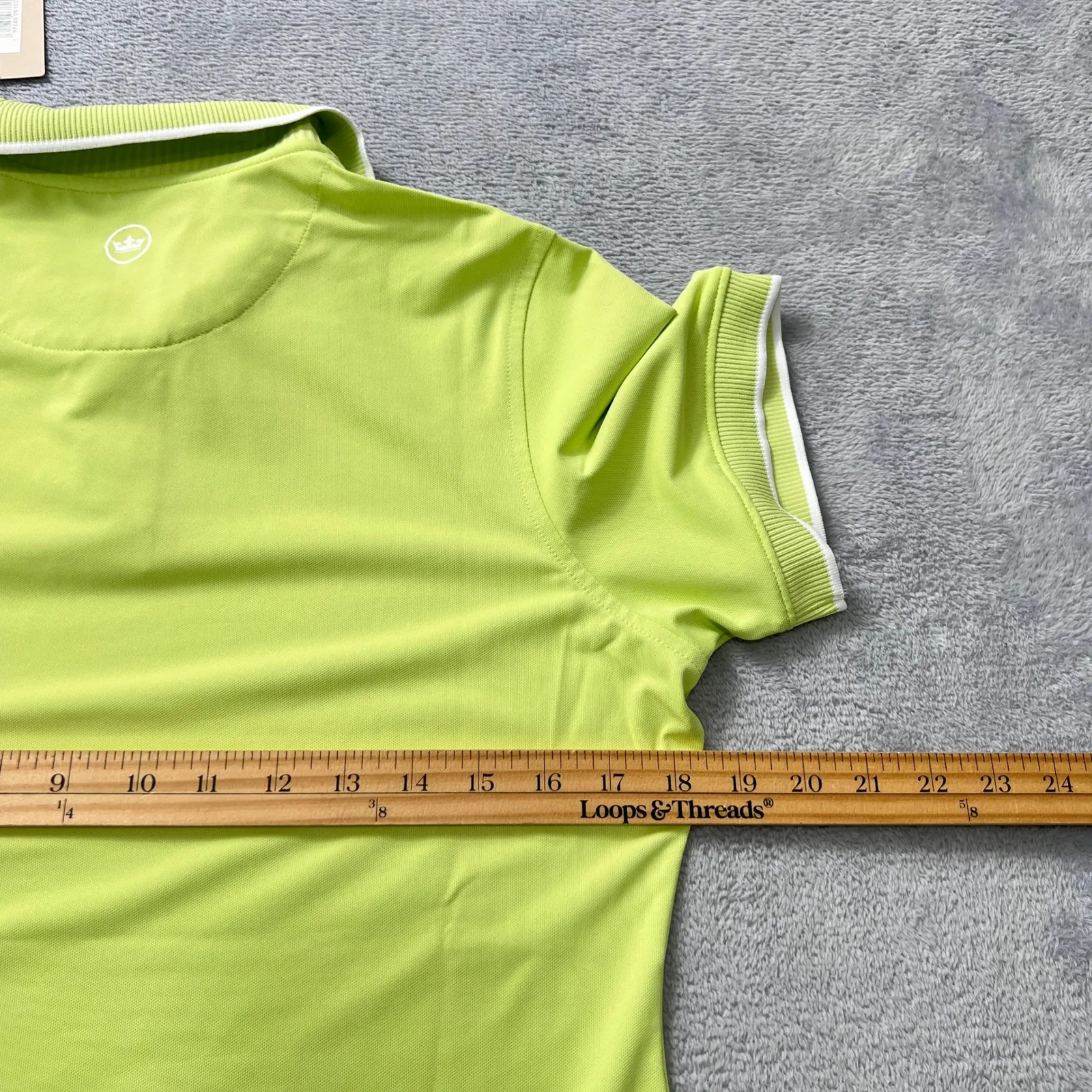 Peter Millar Women's Golf Performance Polo Shirt Lime Green Short Sleeve Medium - Image 6