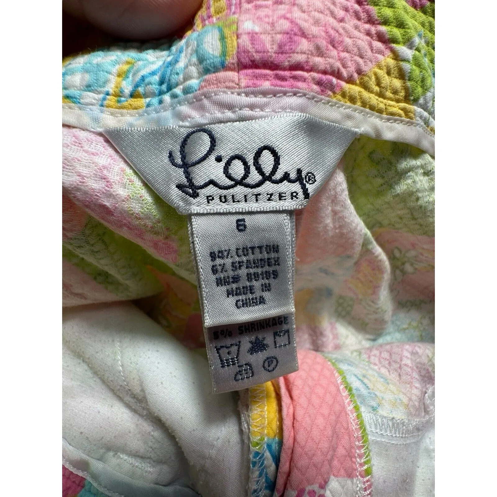 Vintage Lilly Pulitzer Size 6 Pastel‎ Patchwork Mixed Pattern Shorts #T8-5 - Image 6