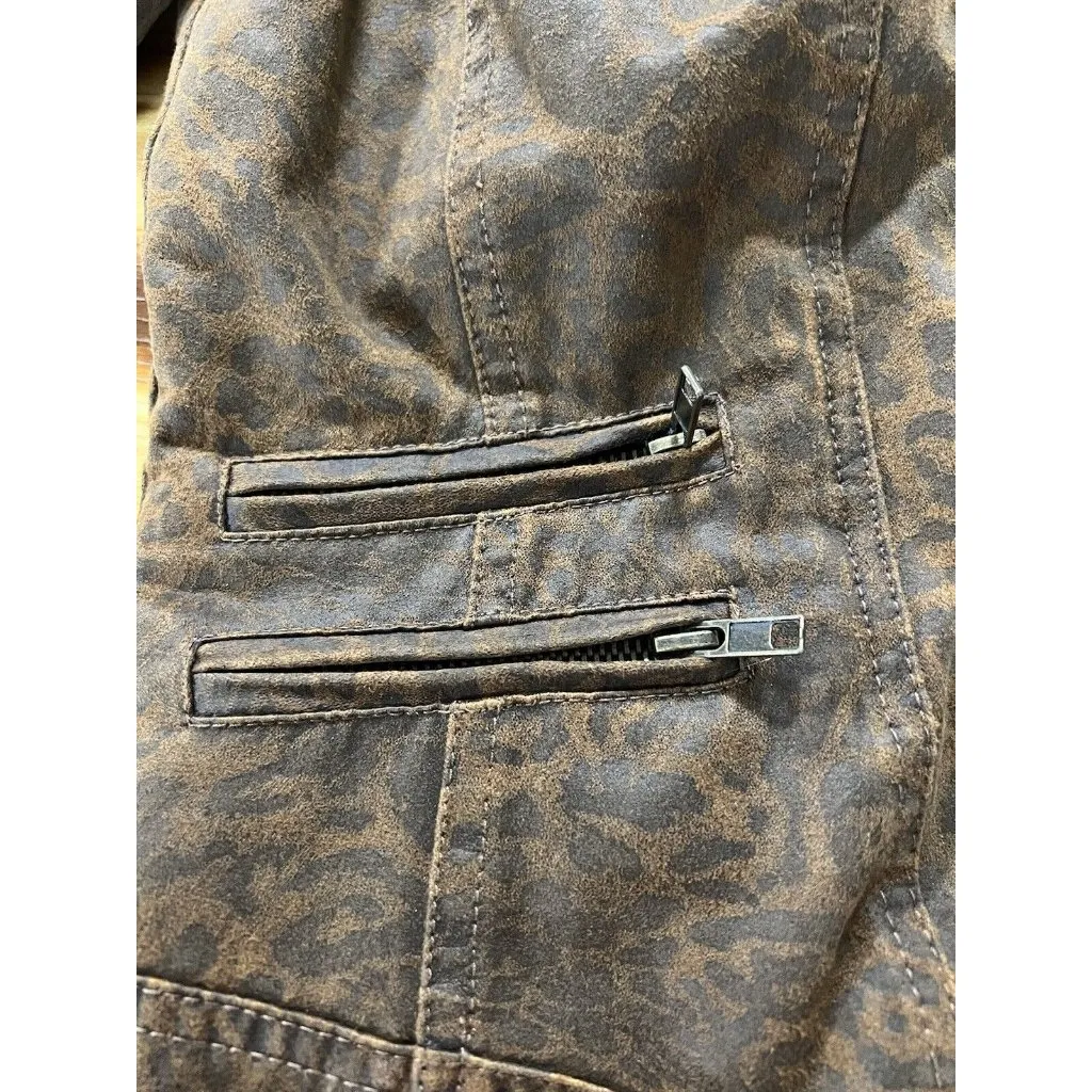 Kut From The Kloth Women‎ Faux Suede Size Medium Zip Jacket Leopard Print Preppy - Image 13