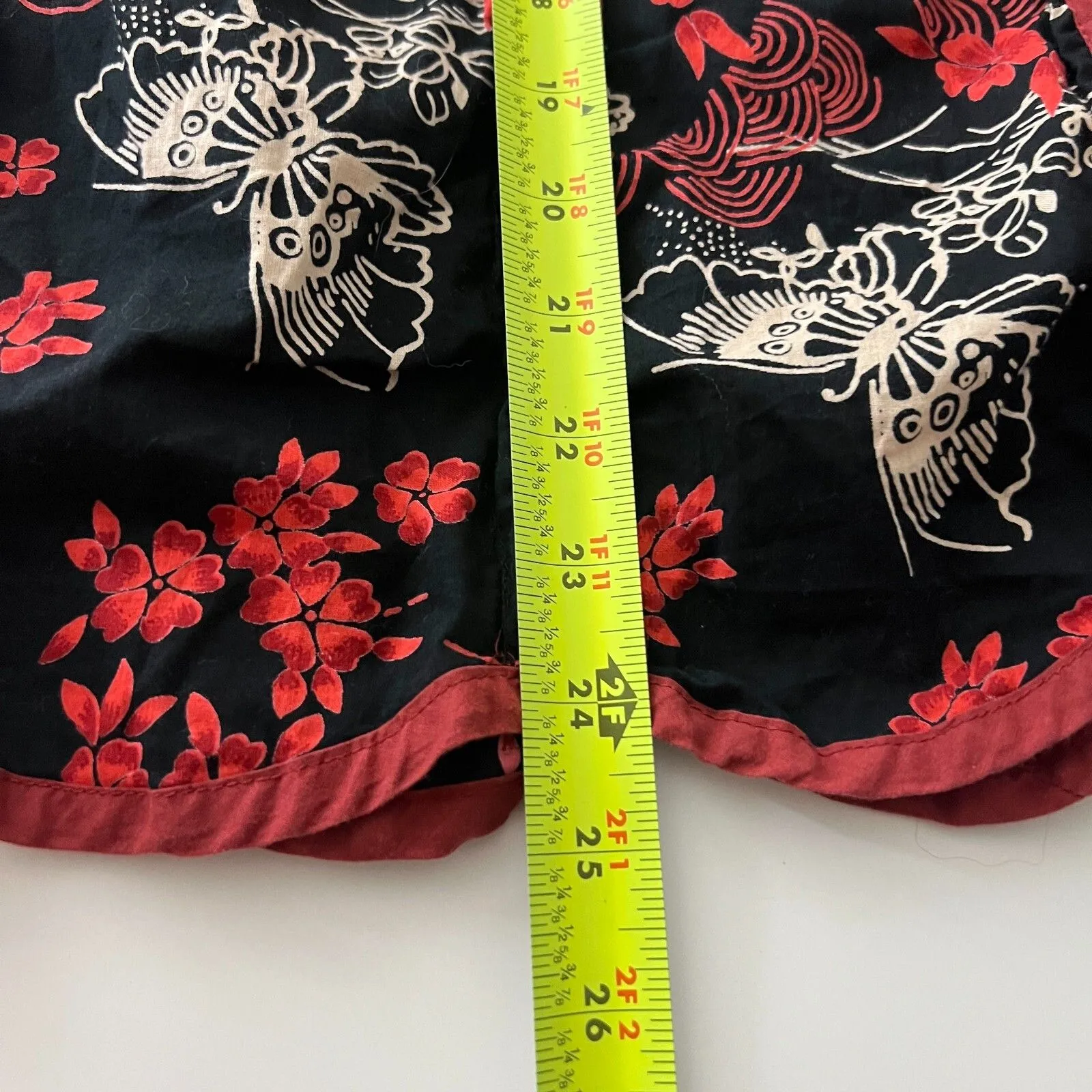 Y2K Butterfly Midi Skirt Womens Medium Tease Zen Asian Inspired Red Black Goth - Image 9