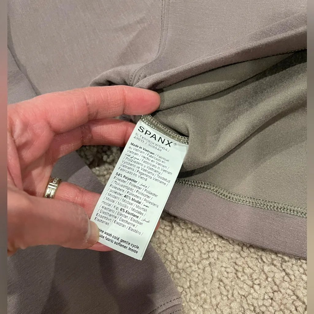 SPANX Brushed Ae Bolero Taupe Crop Top Open Back - Image 10