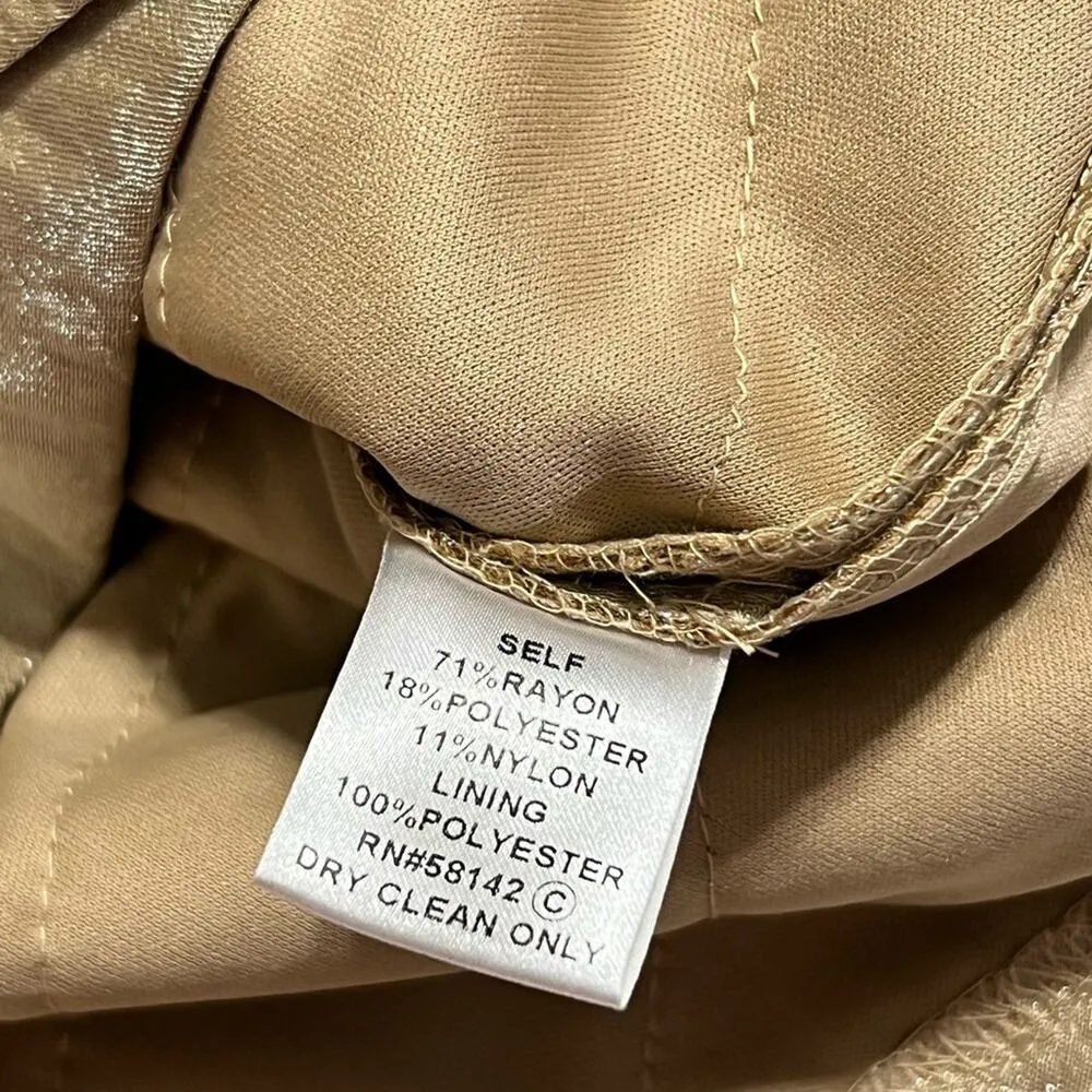 LONDON TIMES women's size 10 sleeveless gold tiered bodycon v-neck dress NWT - Image 3