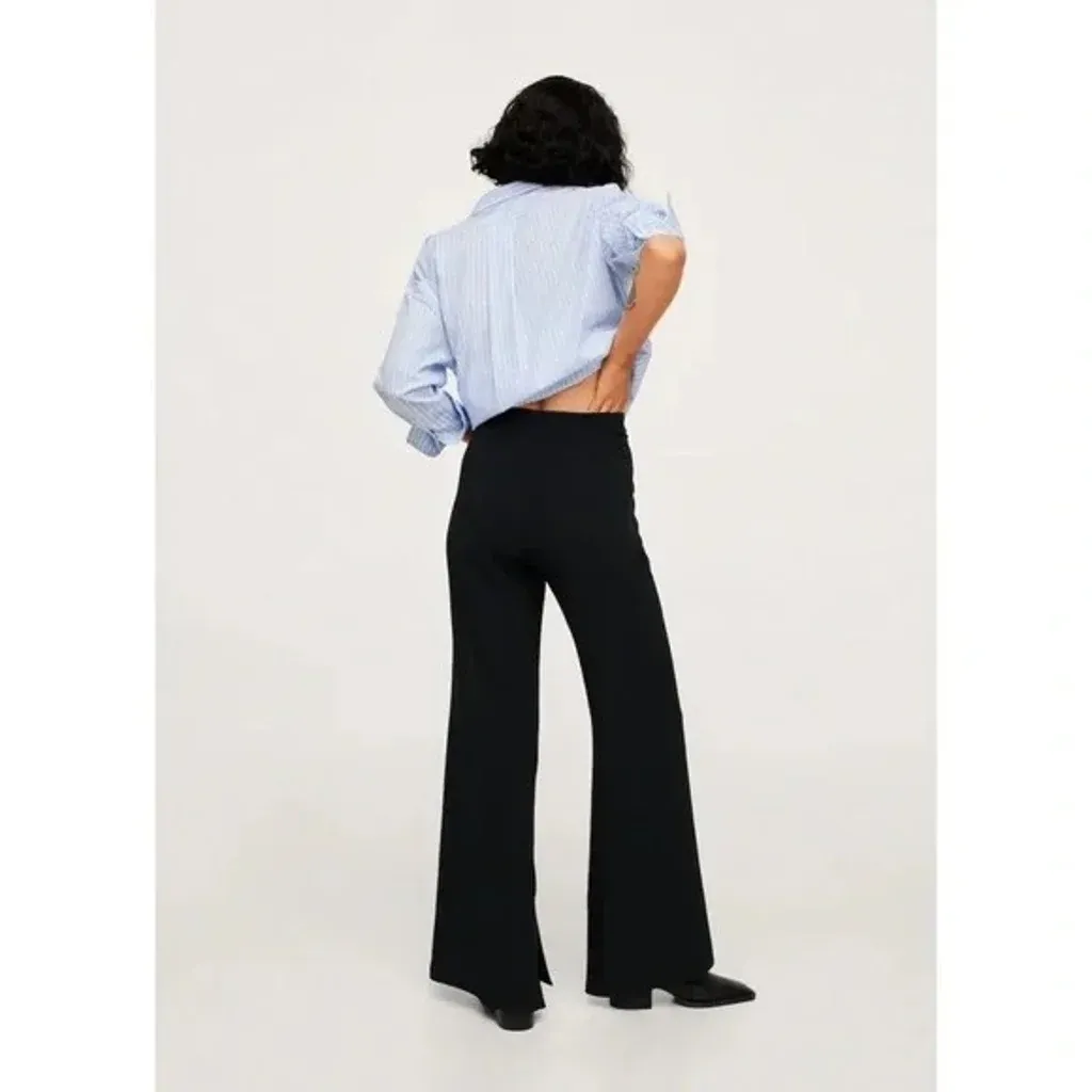 MNG Wide Leg Slit Hem Pants Black Size 1 Retail $80 - Image 3