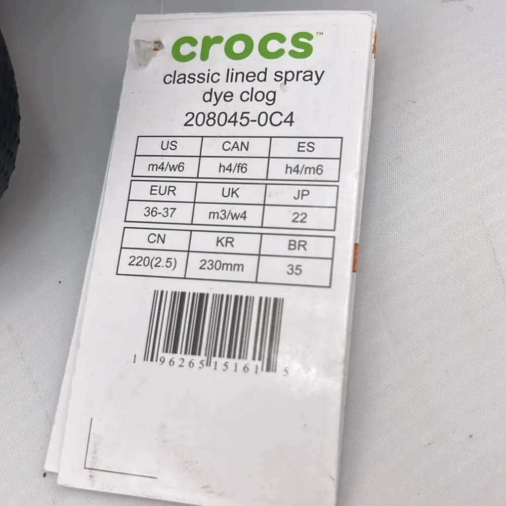 Crocs Black Classic Fur Lined Fuzzy Tie Dye Clogs Men's 4 Womens 6 NWT - Image 10