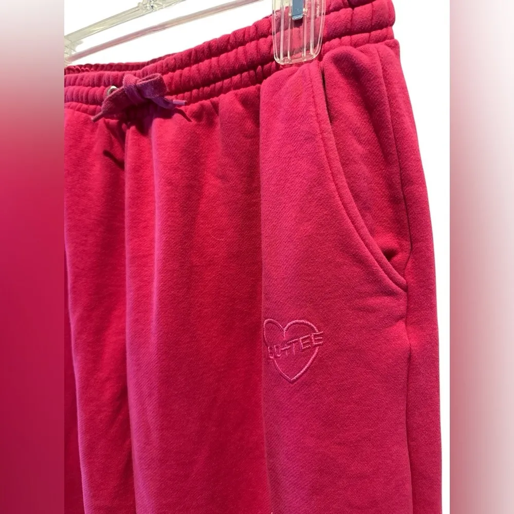 Bo + Tee UK brand hot pink cropped sweatshirt matching sweatpants thick set - Image 6
