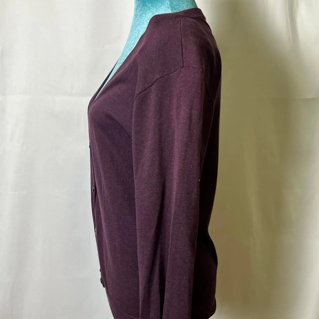 Vintage 90s Alfred Dunner Silk Blend Cardigan Women's Purple and Burgundy Small - Image 2