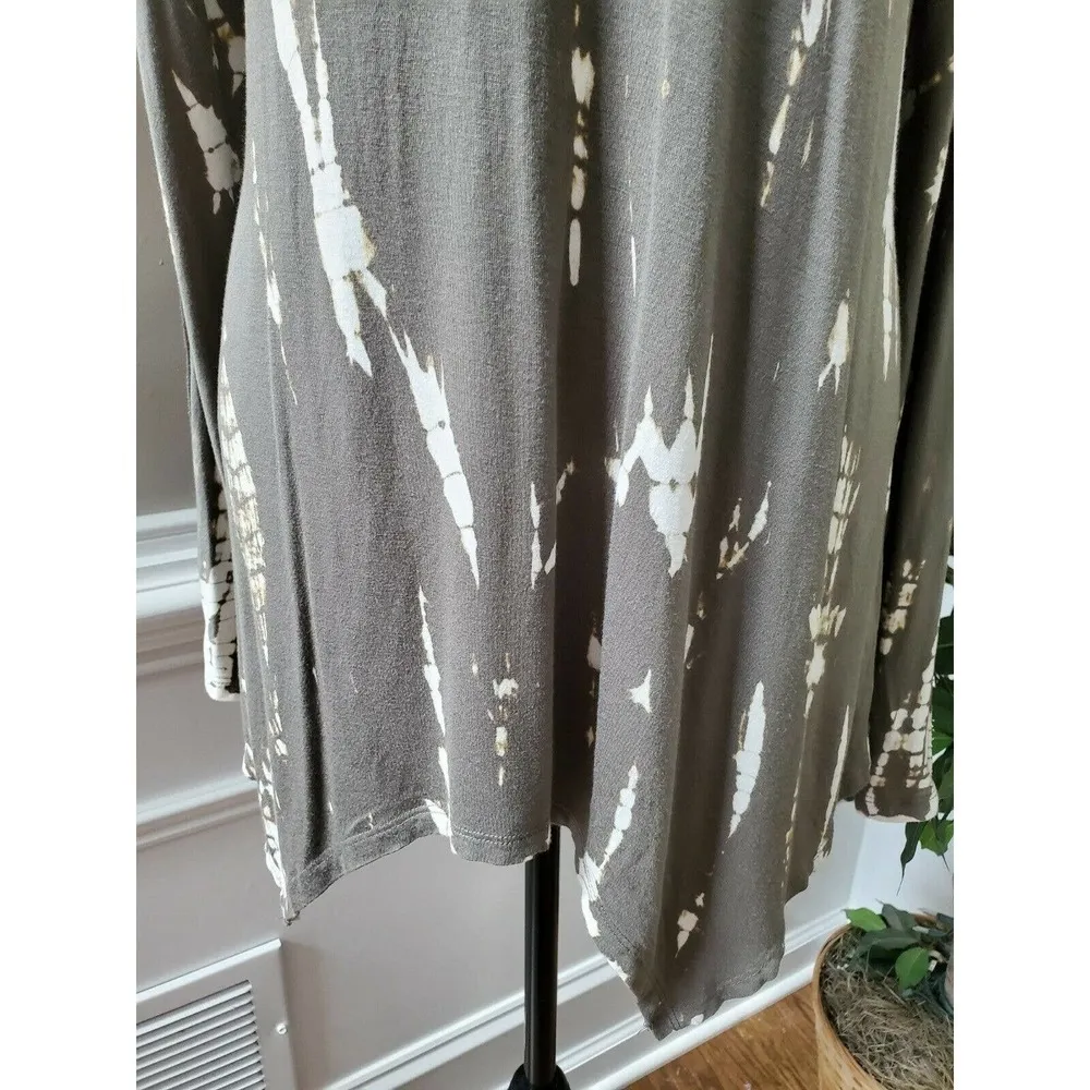 Knox Rose Women's White & Green Rayon Long Sleeve Round Neck Casual Top Size XS - Image 3