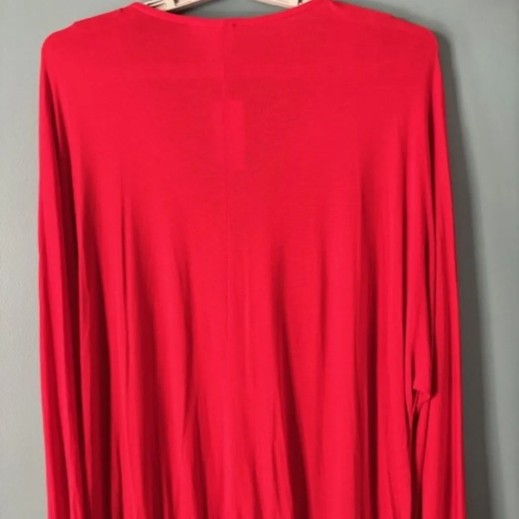 Venus Lascana XL Red Plunging V Neck Long Sleeve Lightweight Bright Holiday Chic - Image 4