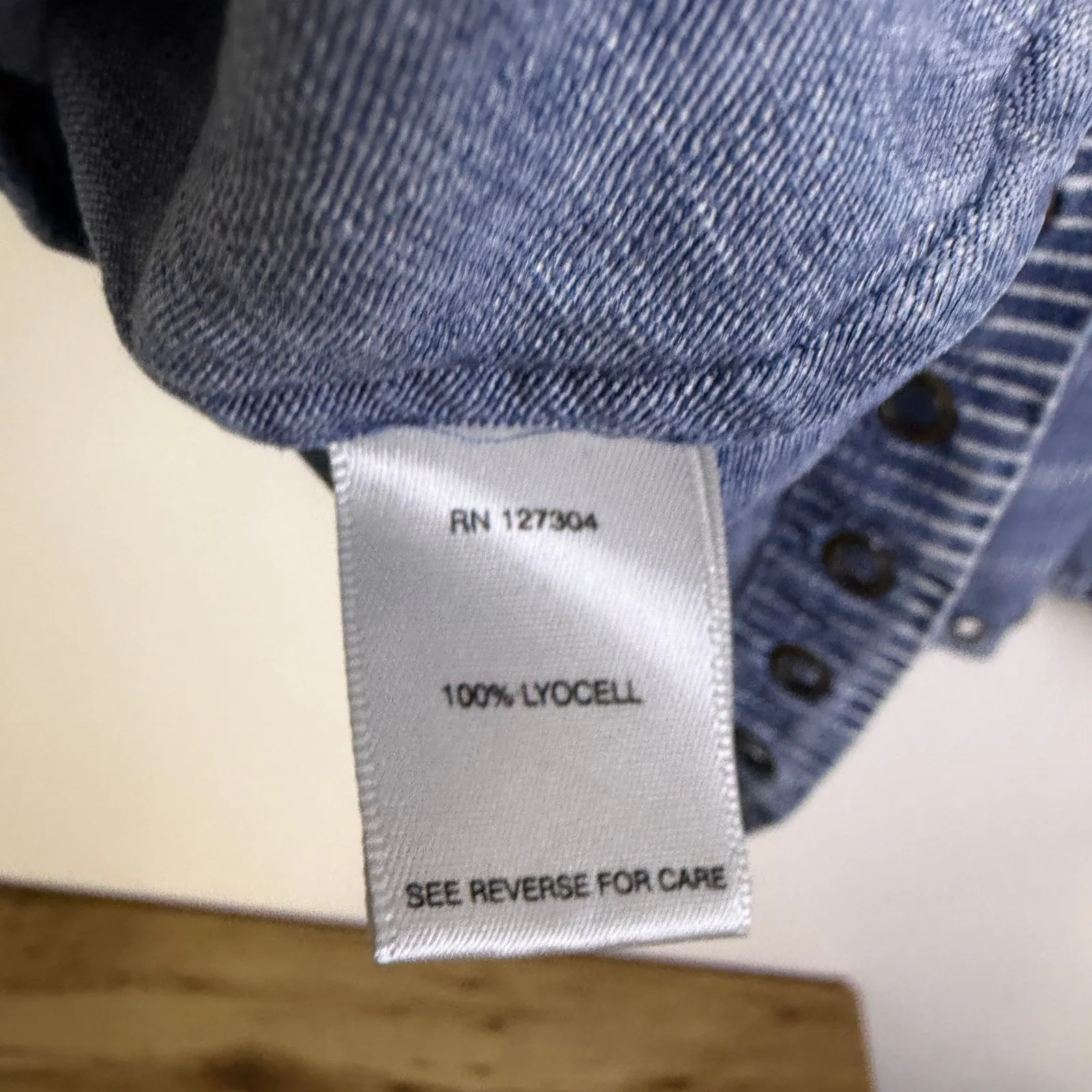 John Mark Denim Top Womens XL Blue Shirt Stripe Floral Bell Grommet Boho Casual - Image 9