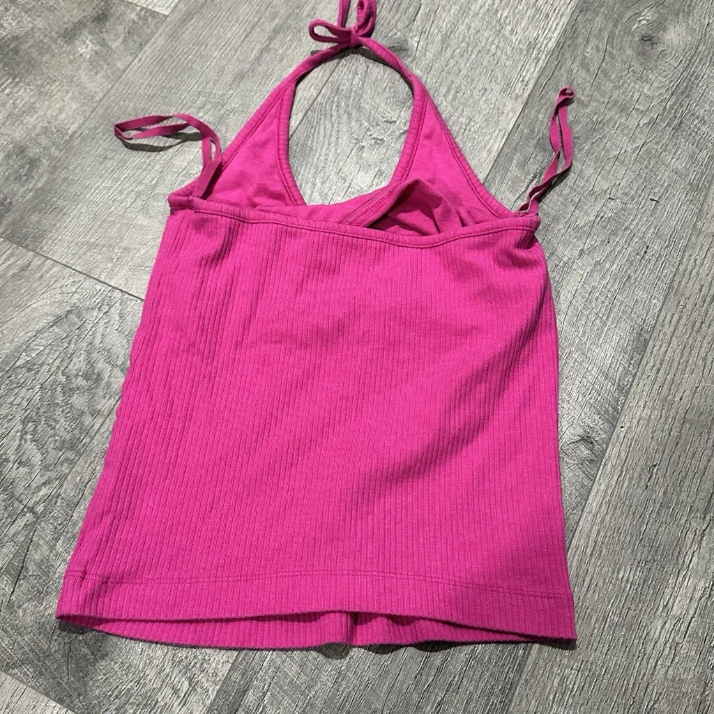 Hot Pink Halter Top Magenta old navy small drawstring cropped shirt summer purpl - Image 3