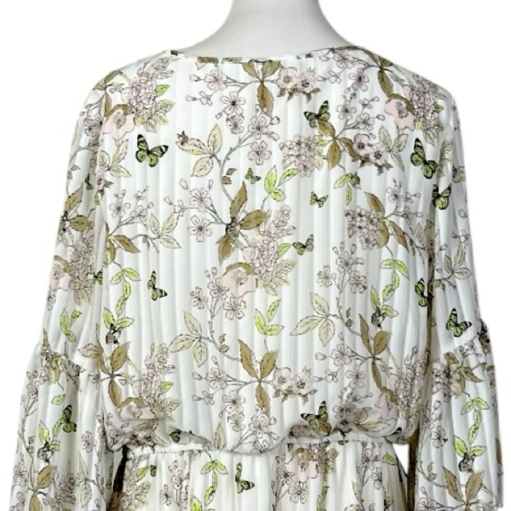 Charming Charlie Dress Blouson Bell Sleeve Cream Pink Floral Women’s Size XL - Image 8