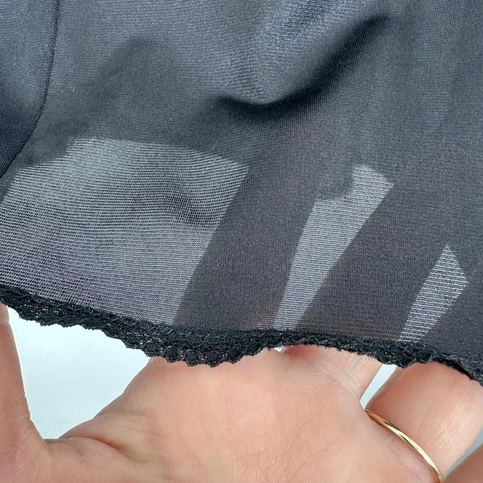 Vintage‎ Black Lace Trimmed Satin Slip Camisole Top Adjustable Straps Delicate - Image 6