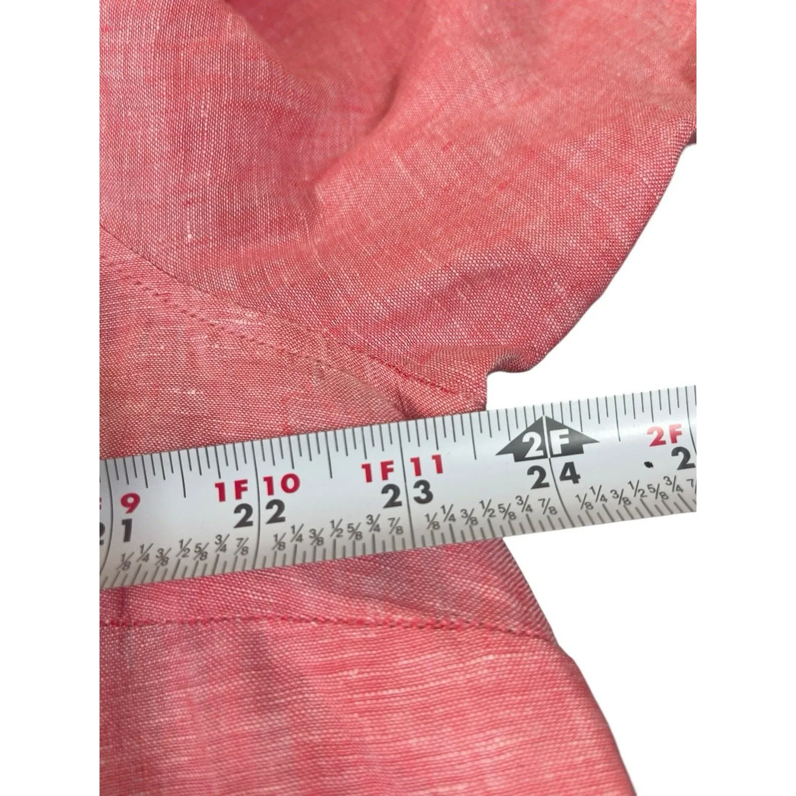 Sigrid Olsen 1X 100% Linen QTR Button Tunic Top Pink Roll Tab Sleeve Relaxed - Image 11