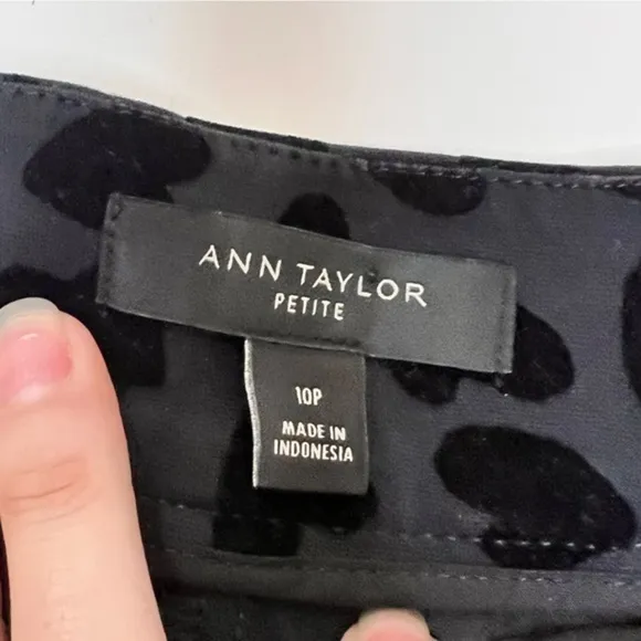 ANN TAYLOR Velvet Heart Patterned Black‎ Pants Size 10P - Image 4