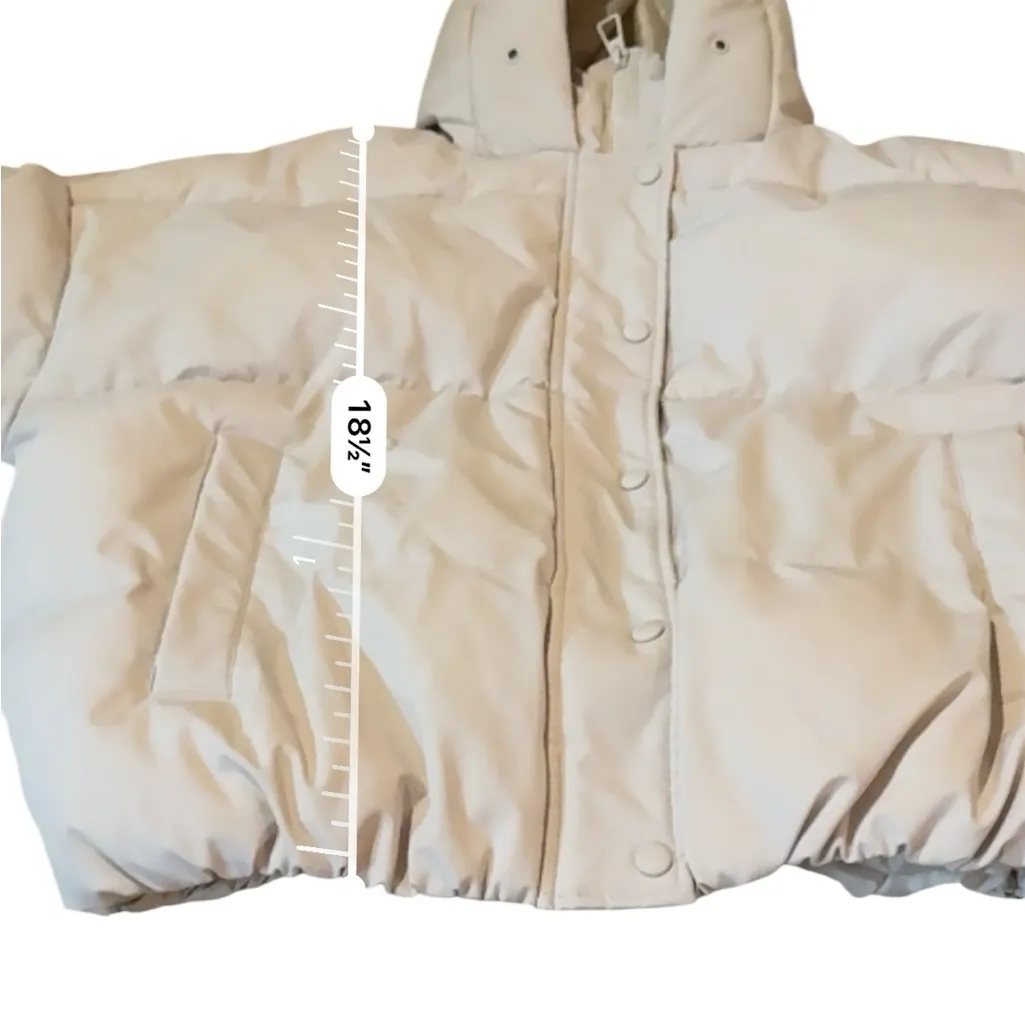 Sebby‎ Hooded Puffer Coat Women’s Size XS Beige Cream Oversized Winter Jacket - Image 9