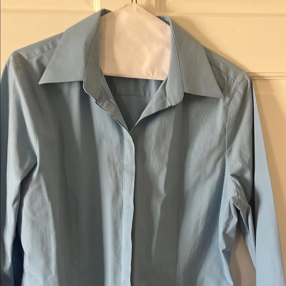 Casual Corner Light Blue Button Down Shirt Size L - Image 3