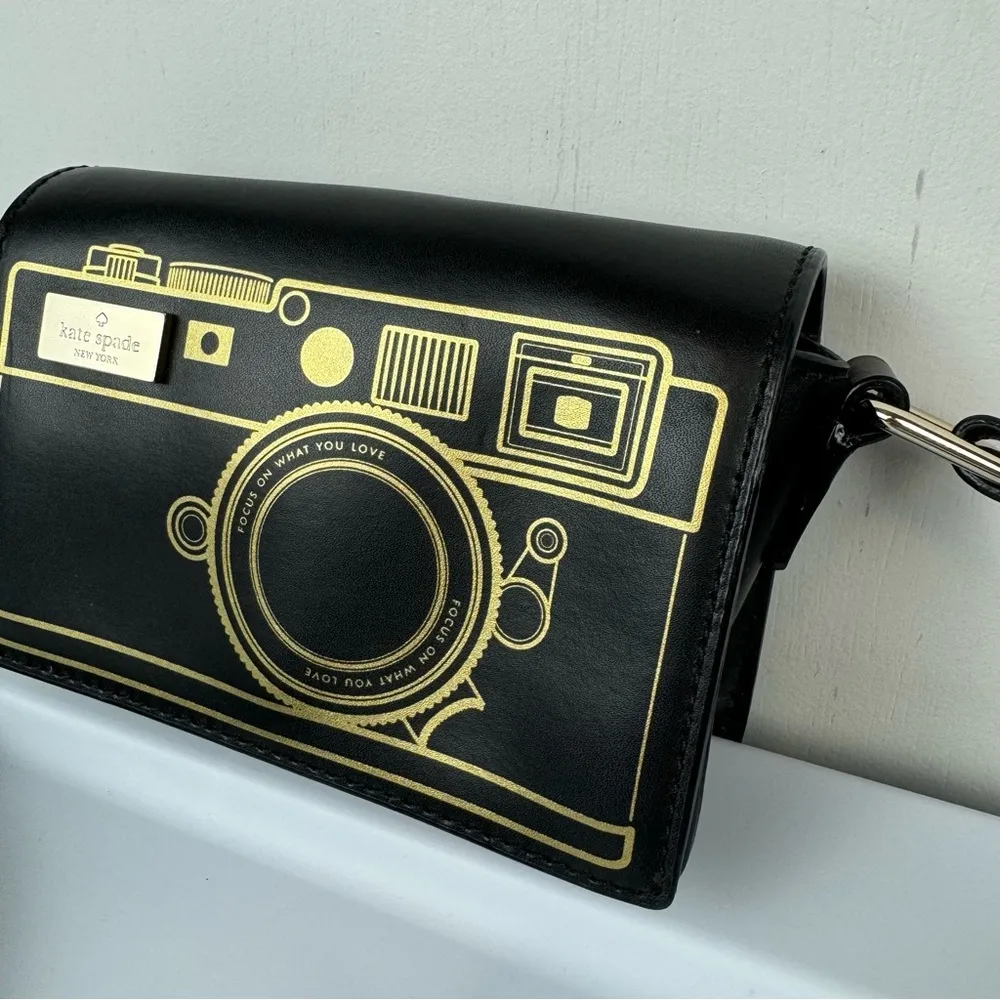 Kate Spade Lemon Street Gwen Camera Bag Black Gold Crossbody Collector - Image 8