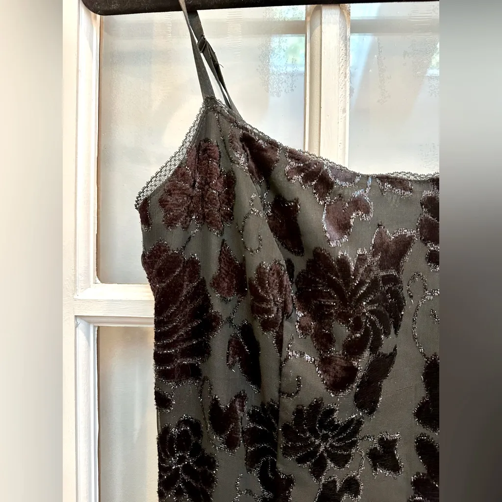 Vintage Betsey Johnson Y2K 90’s Black Burgundy Velvet Metallic Dress Size S NWT - Image 3