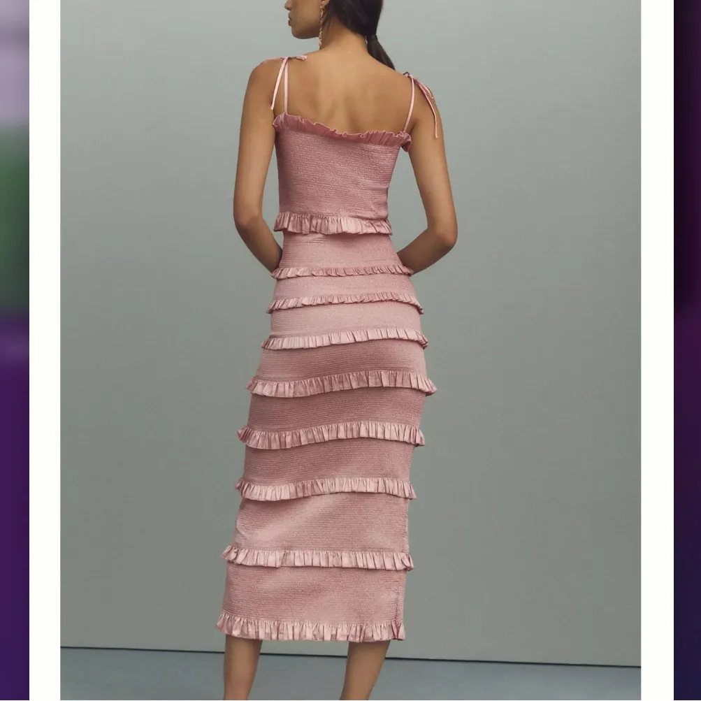 NWT V. Chapman Lily Ruched & Ruffled Stretch Satin Midi Dress in Rose Dust Sz 8 Pink - Image 3