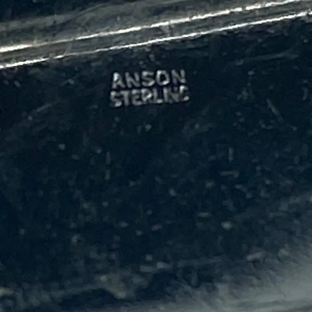 E Y Initial Pin Brooch Marked Anson Sterling Silver Oval Shape Decorative Edges - Image 9