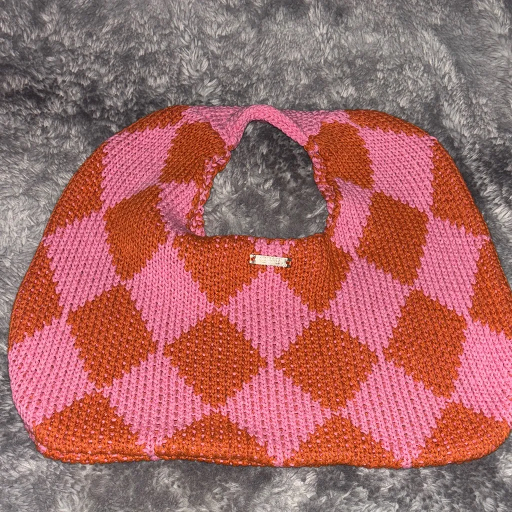 Kopari Pink and Orange Argyle Shoulder Bag - Image 3