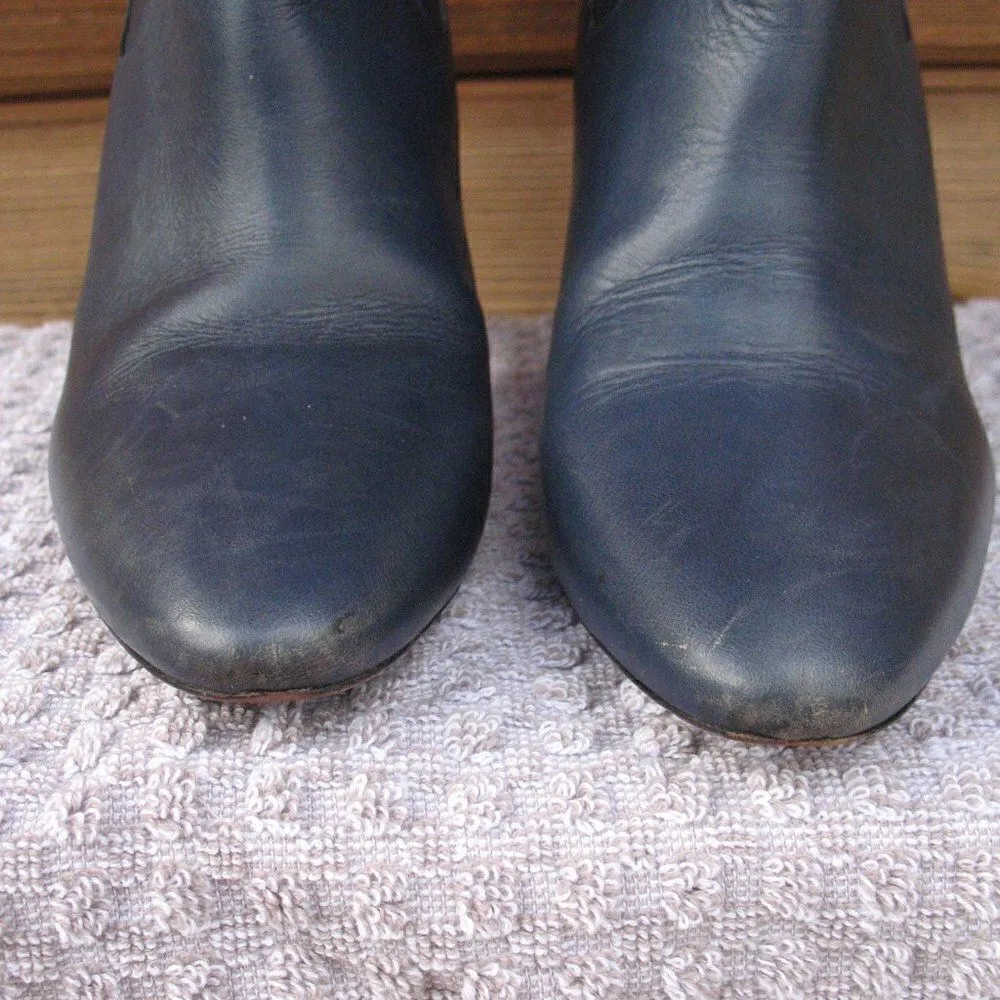 Chloe Navy Blue Heeled Ankle Boots Size 6 6.5 - Image 6