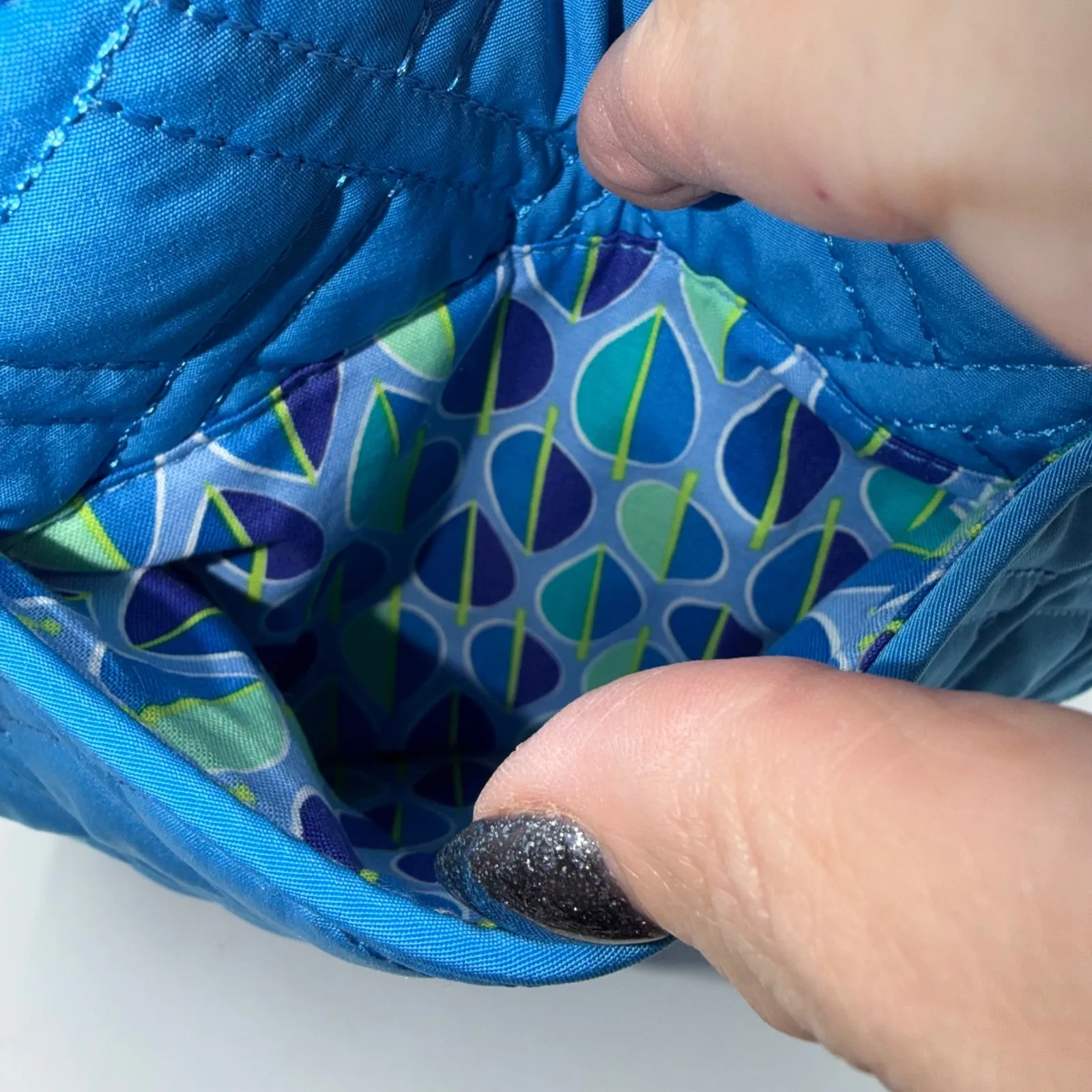 Vera Bradley Petite Double Zip Hipster Crossbody Bag Coastal Blue Quilted - Image 10