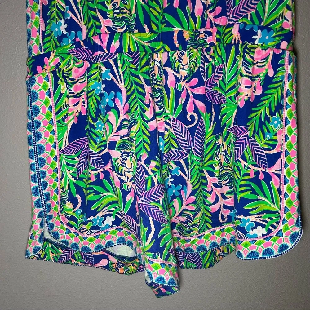 Lilly Pulitzer Rikki strapless tropical floral tiger print romper womens size XL - Image 8