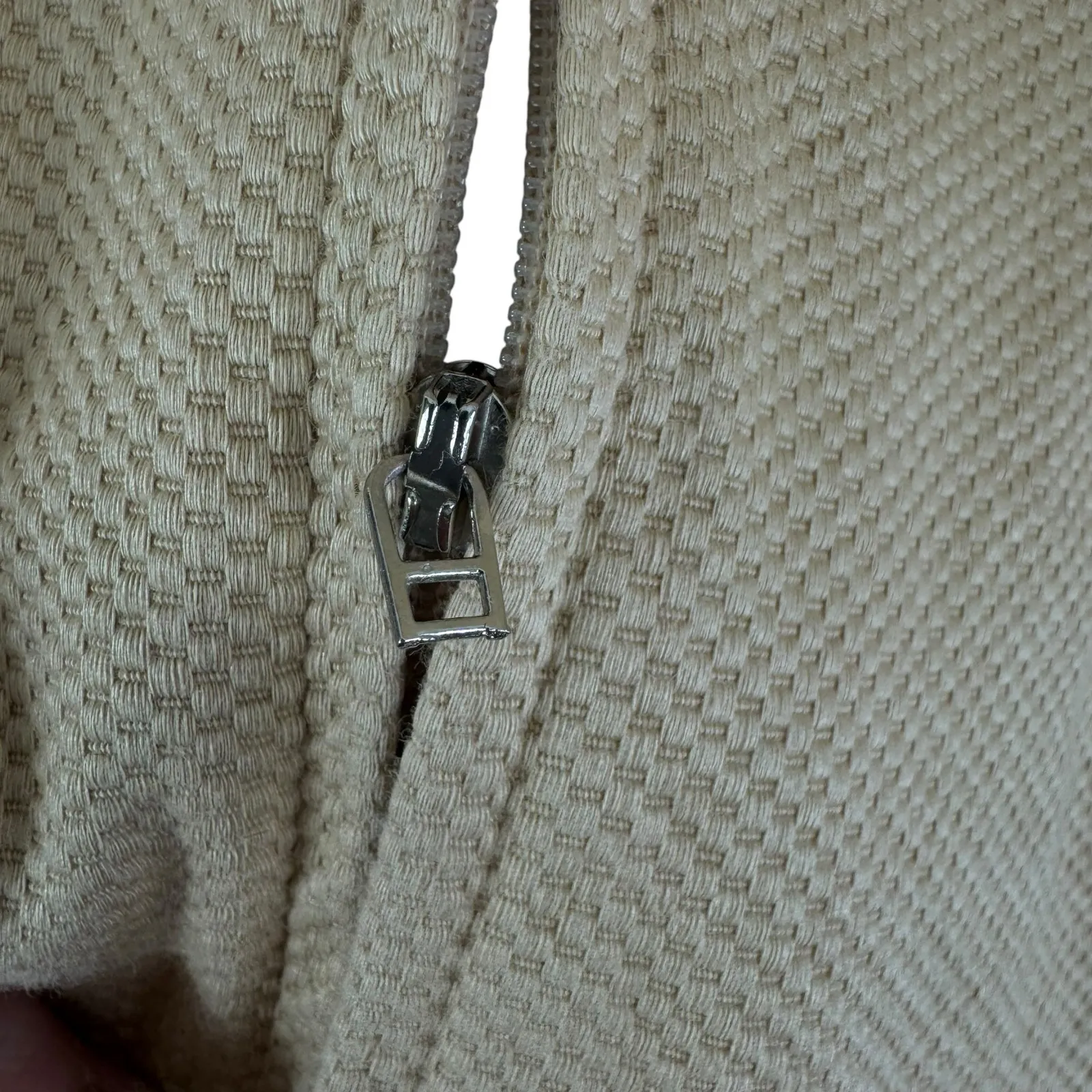 Dialogue Tan Beige Cotton Textured Full Zip Collared Jacket Size 14 - Image 6