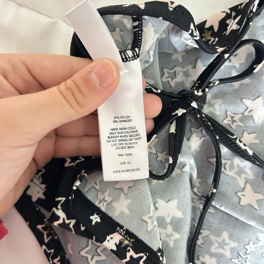 Hula Honey Womens XS Starstruck Cutout Halter Tankini Top Black Pink Stars Y2K - Image 9