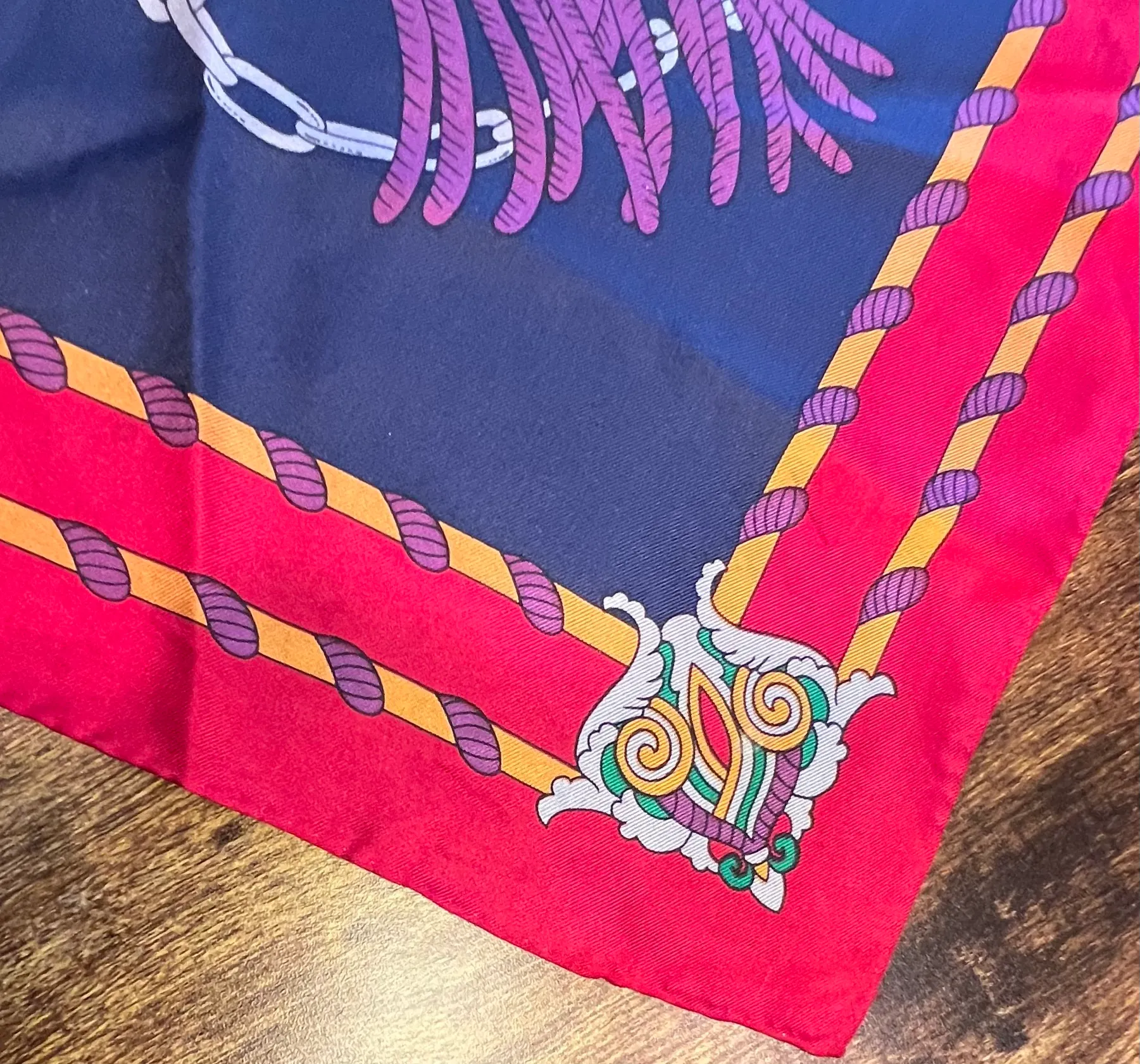 VINTAGE: Ginnie Johansen | ladies tassels & chains silk scarf. Multiple - Image 8