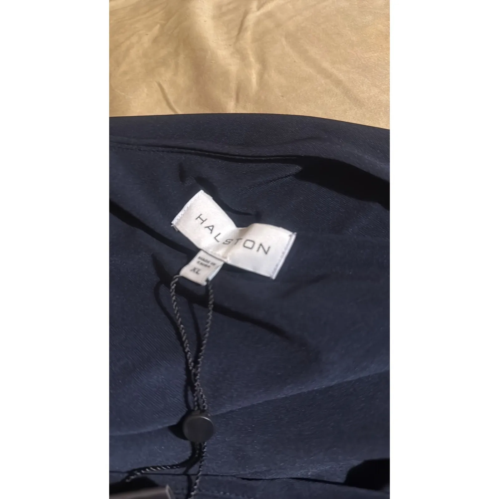 Halston Nathalie Jersey Draped One Shoulder Navy Top XL - Image 7