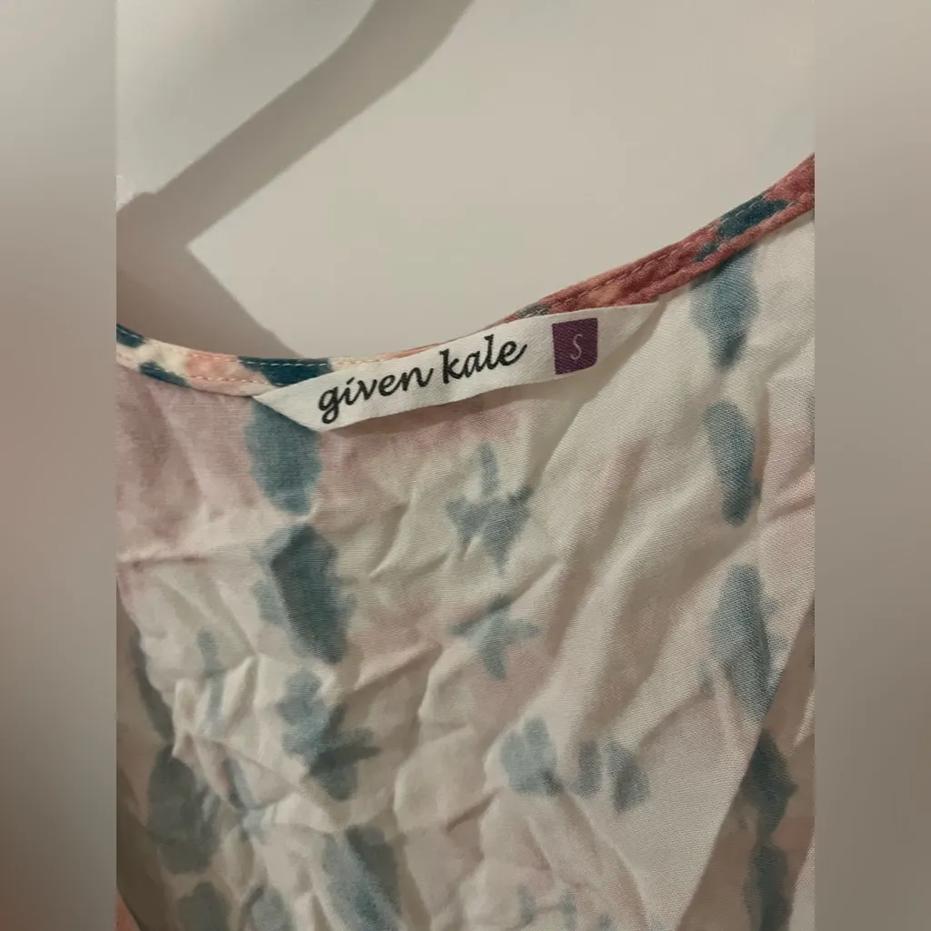 Given Kale Rustic Western Cowgirl Tie Front CropTop Plunging Neckline Peplum SzS Pink - Image 16