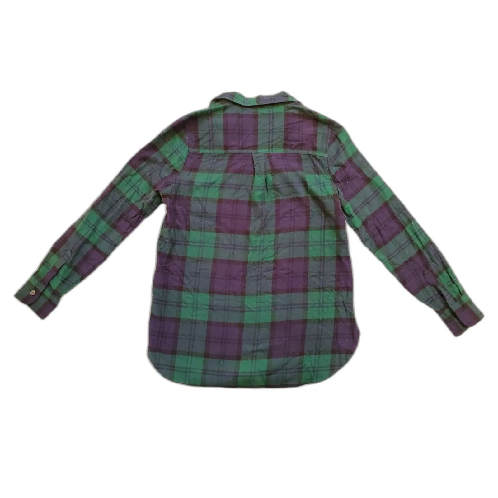 Old Navy Shirt Women XS Blue Green Plaid Flannel Button Down Top 100% Cotton - Image 3