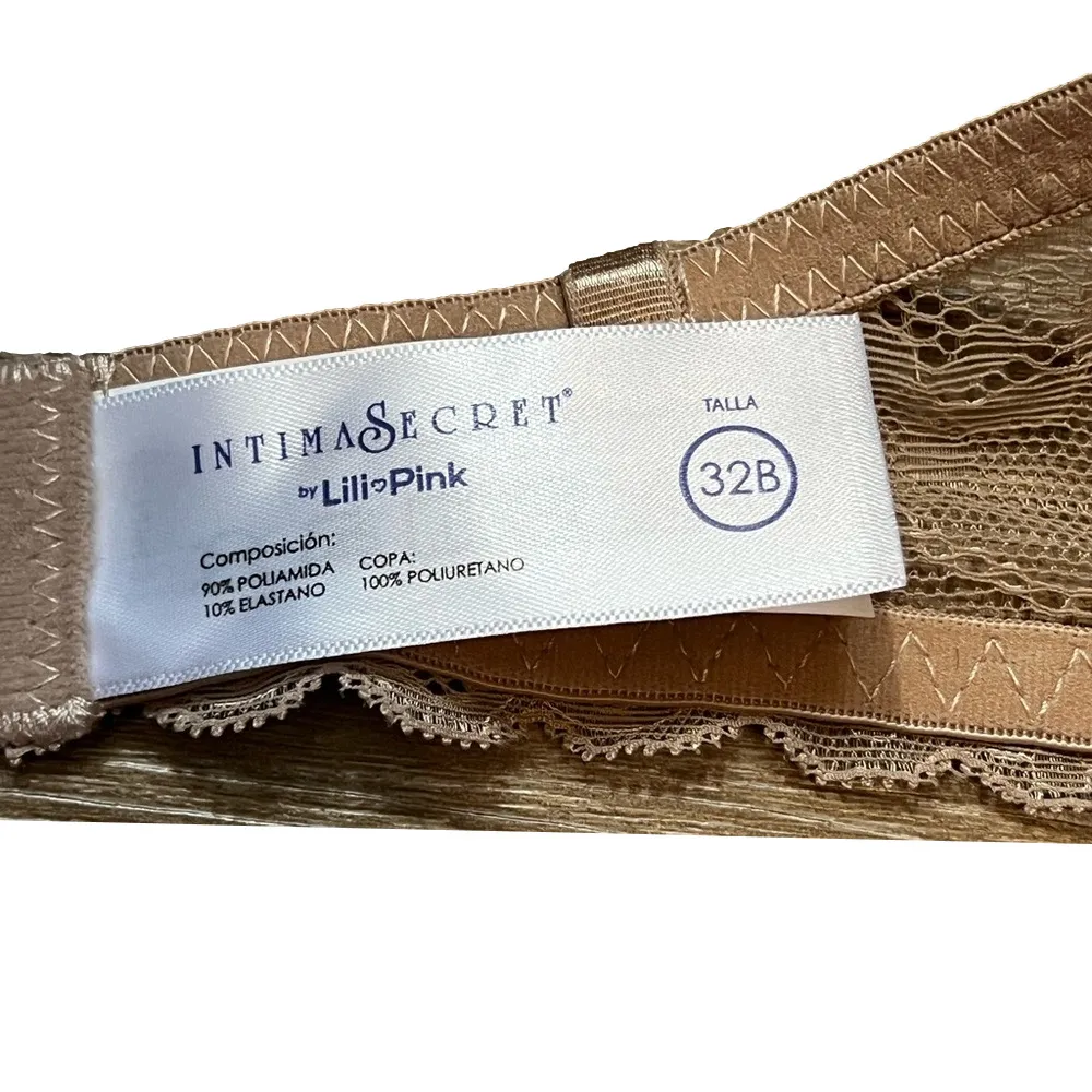 IntimaSecret By Lili Pink Women’s Nude Colored Lace Trim Strapless Bra Tan Size undefined - Image 3