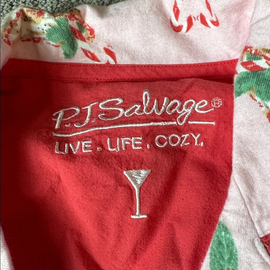 PJ Salvage Pink Tini Time Drink Print Flannel Pajama Set SIZE XS - Image 5