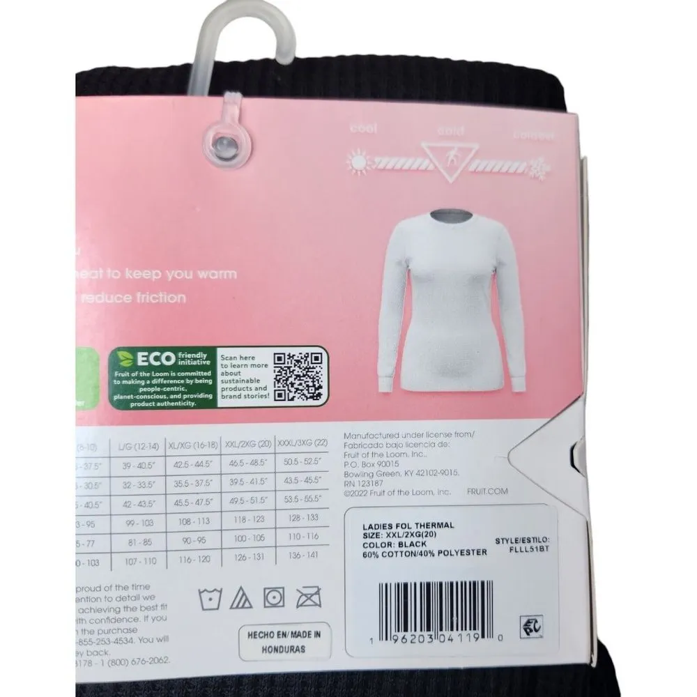 Fruit of the Loom EverSoft Women's Waffle Crew Shirt Size XXL (20) Black NWT - Image 3