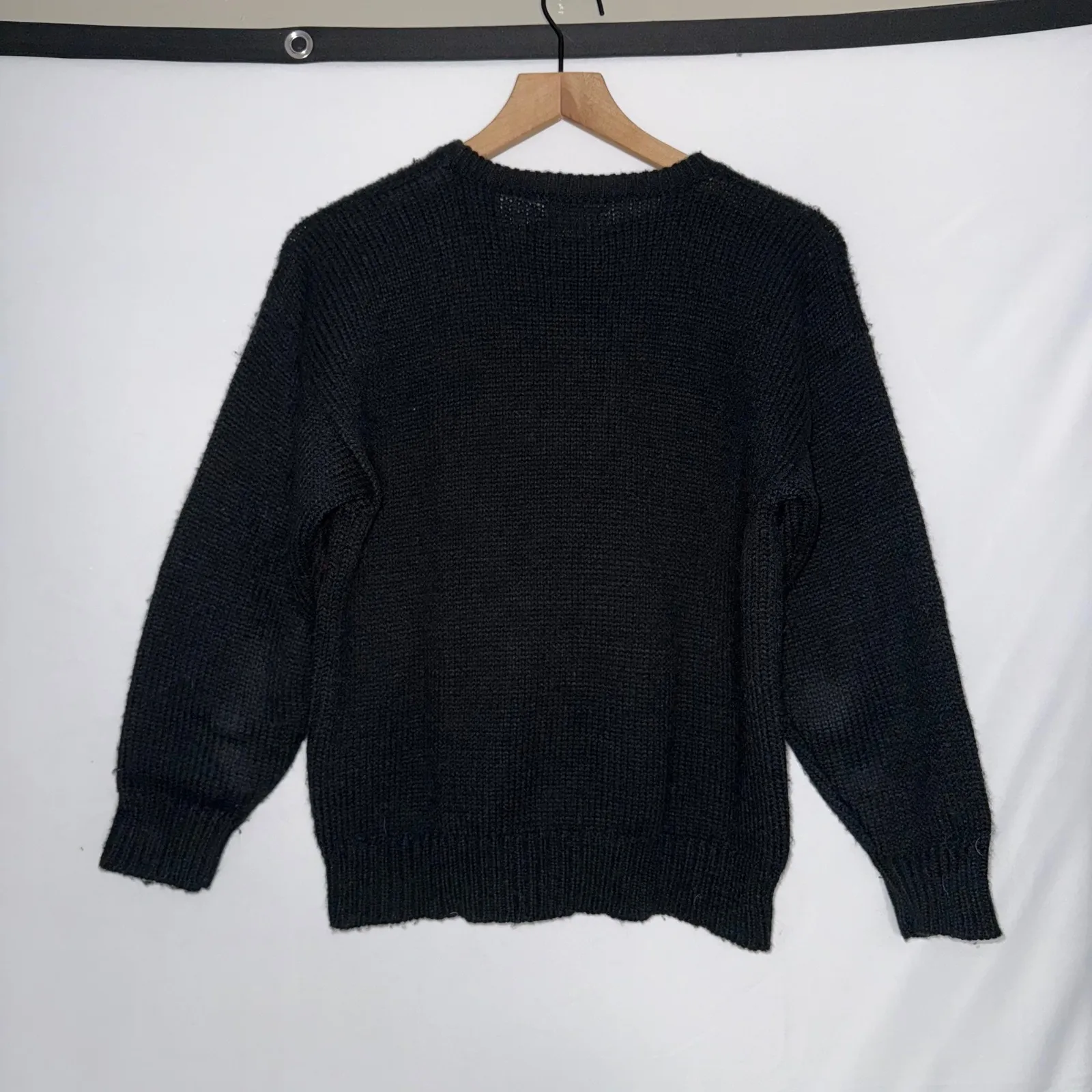 Vintage 80s Abstract Goth Academia F. R. Bentley Knit Sweater Crew Neck Size M - Image 6