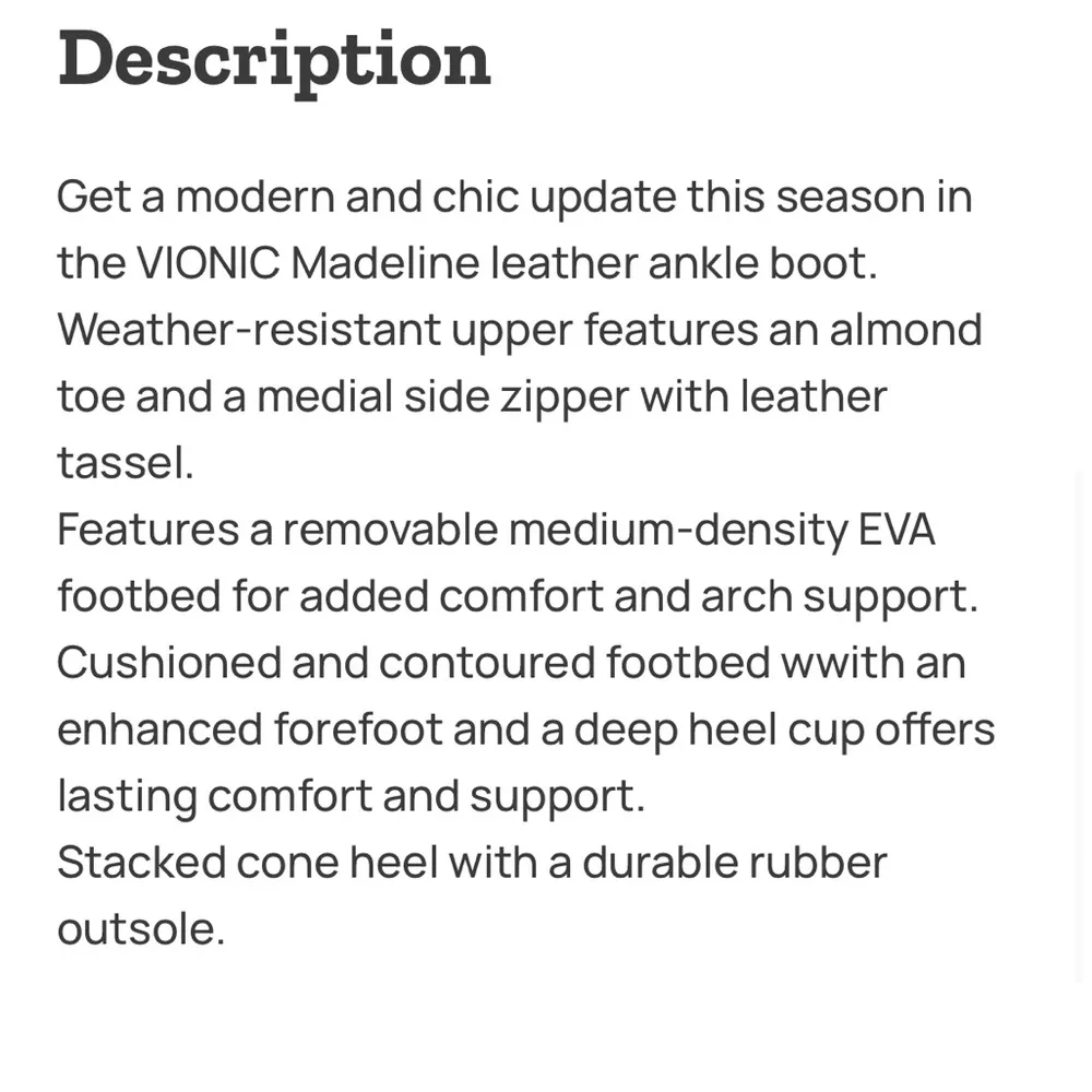 EUC Vionic Leather Madeline Ankle Boots Size - Image 8