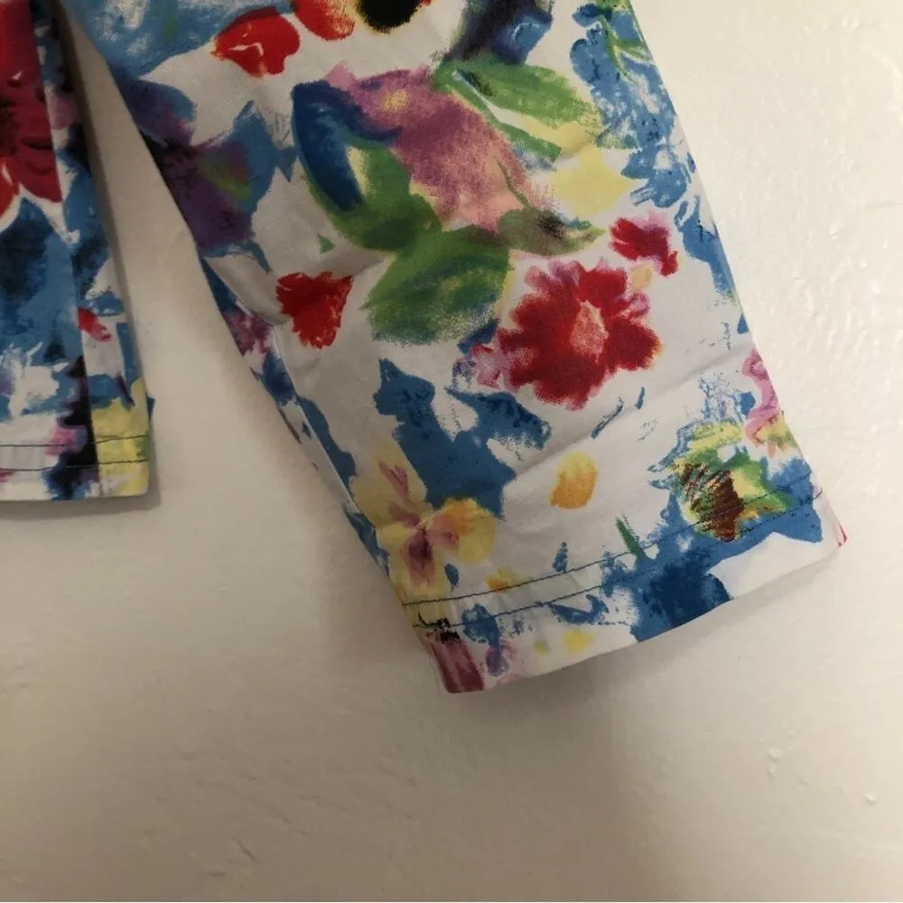 Shaver Lake Multicolor Floral Bedazzled Sequins Long Sleeve Button Up Shirt Top Blue Size M - Image 3